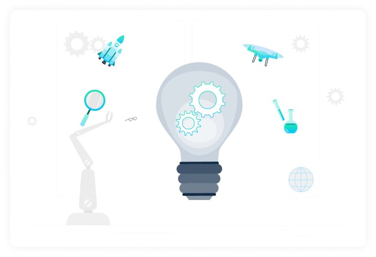 a light bulb and gears